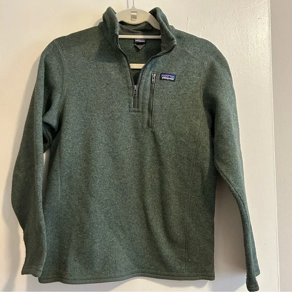Boys Patagonia dark green better sweater 1/4 zip pullover jacket size 14 XL - Picture 2 of 7